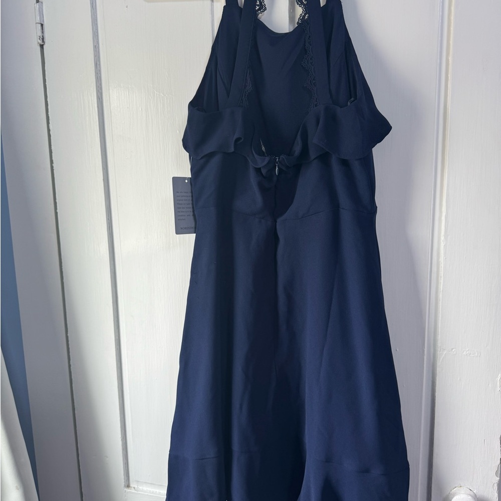 Elegant Navy Blue Sleeveless Dress